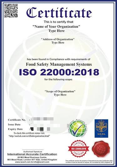ISO 22000 Certified