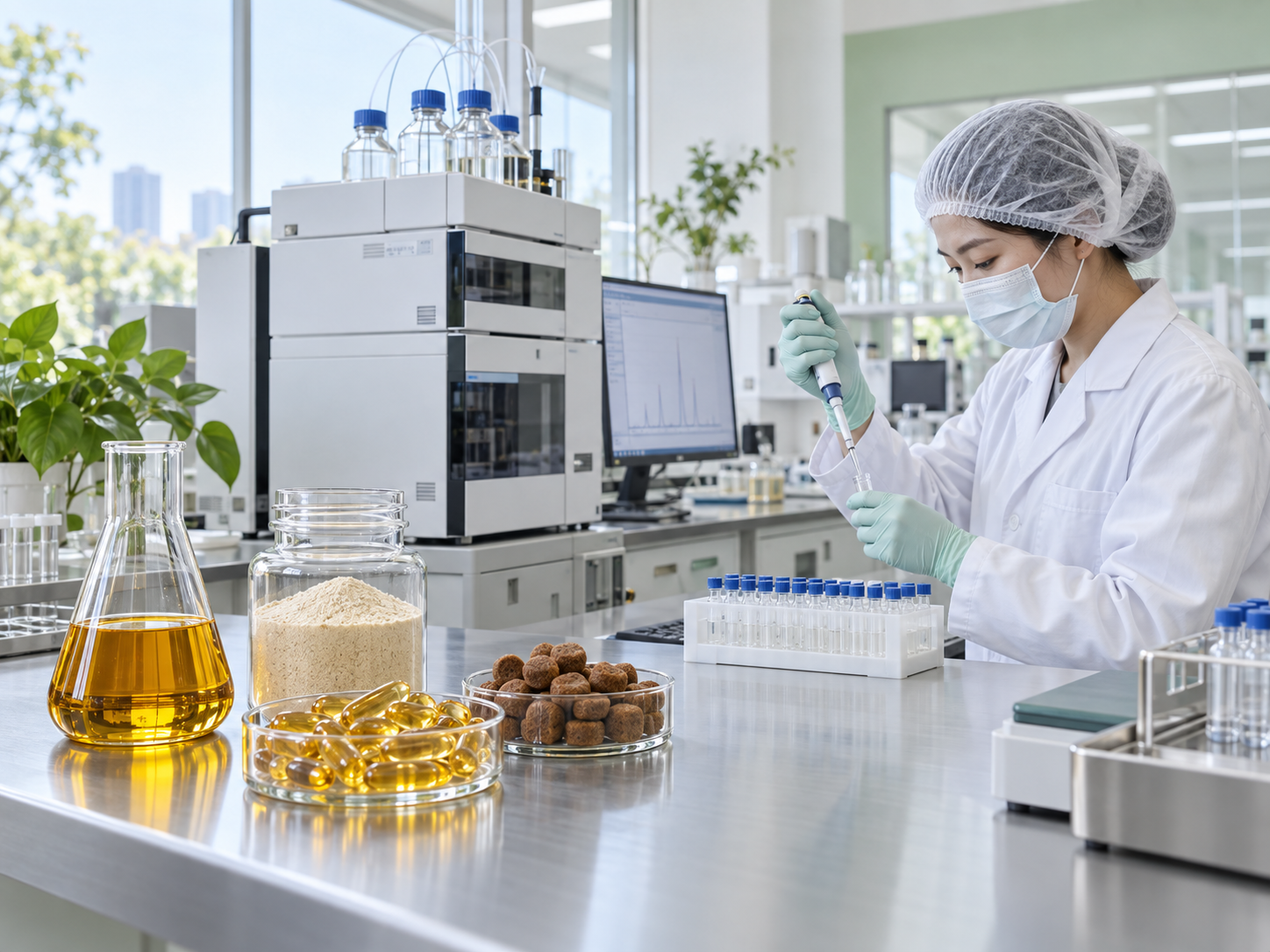 Pet nutrition laboratory illustration