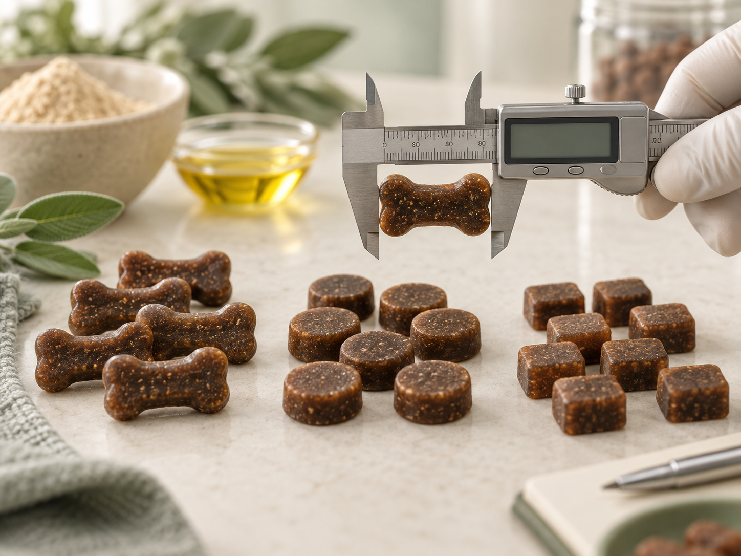Measuring custom soft chew shapes and dimensions